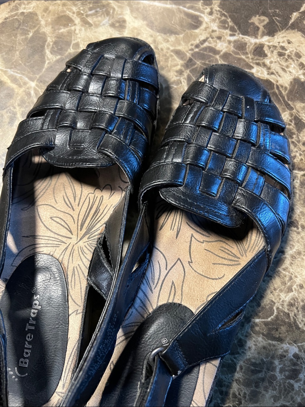 BareTraps Daiytin Black Woven Leather Slingback Sandals - Picture 4 of 8